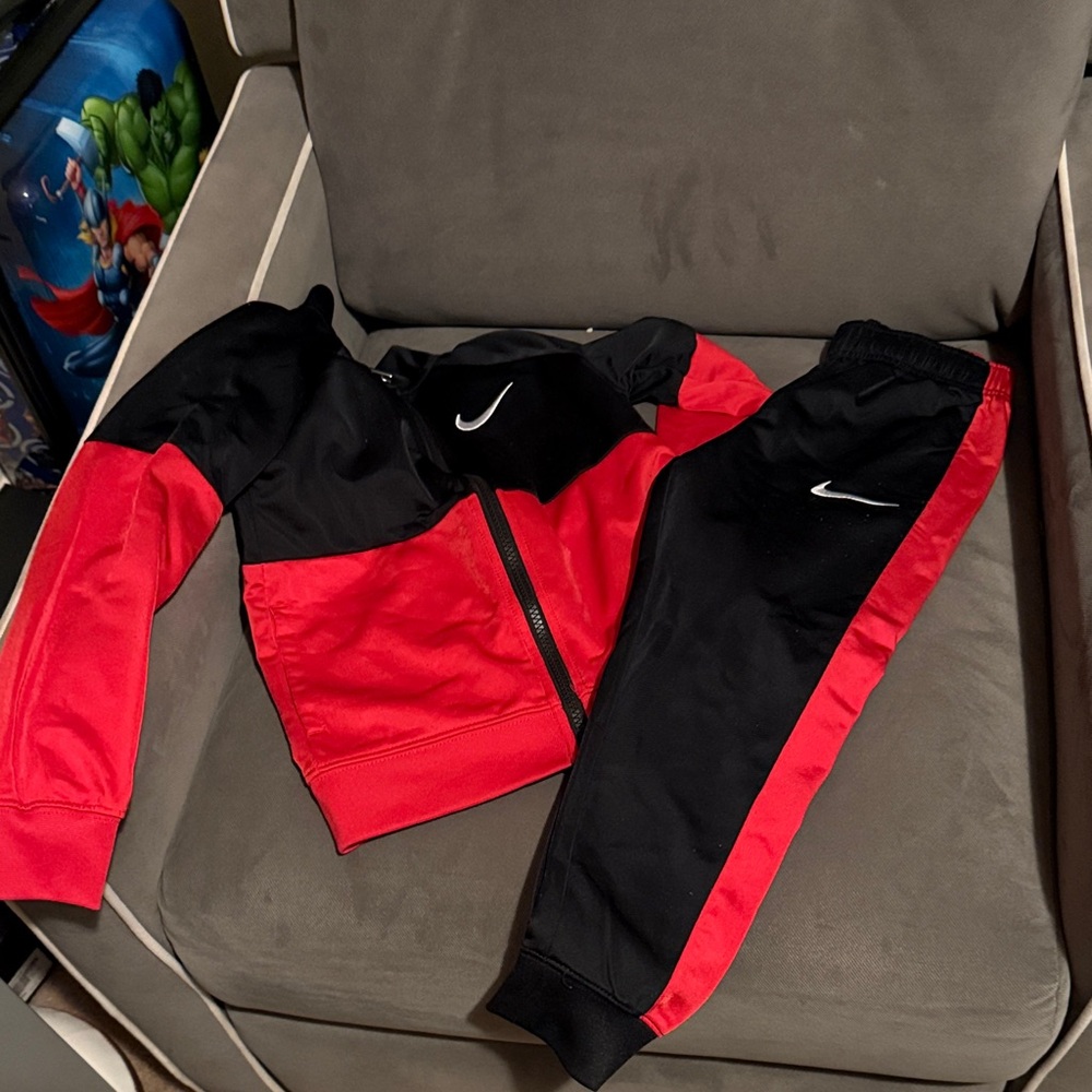 Nike Red and Black Youth Track Set with Swoosh